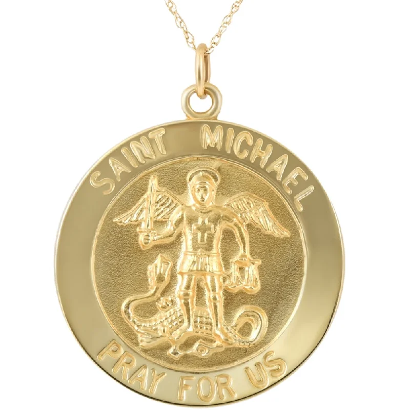 Modern Statement Jewelry For Bold Styling Buy More, Save More 14k Yellow Gold St. Michael Medal Pendant 1" Tall 4.5 Grams Modern Statement Jewelry For Bold Styling Buy More, Save More 14k Yellow Gold St. Michael Medal Pendant 1" Tall 4.5 Grams