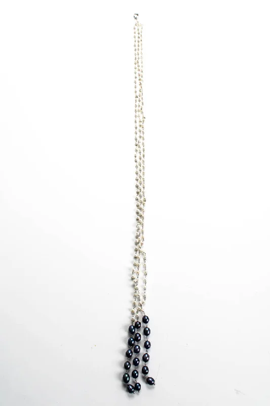 Fashion-Forward Jewelry At Incredible Prices Weekend Exclusive Rarities Sterling Silver Three Line Beaded Pearl Necklace White Blue 21in 36.4G Fashion-Forward Jewelry At Incredible Prices Weekend Exclusive Rarities Sterling Silver Three Line Beaded Pearl Necklace White Blue 21in 36.4G