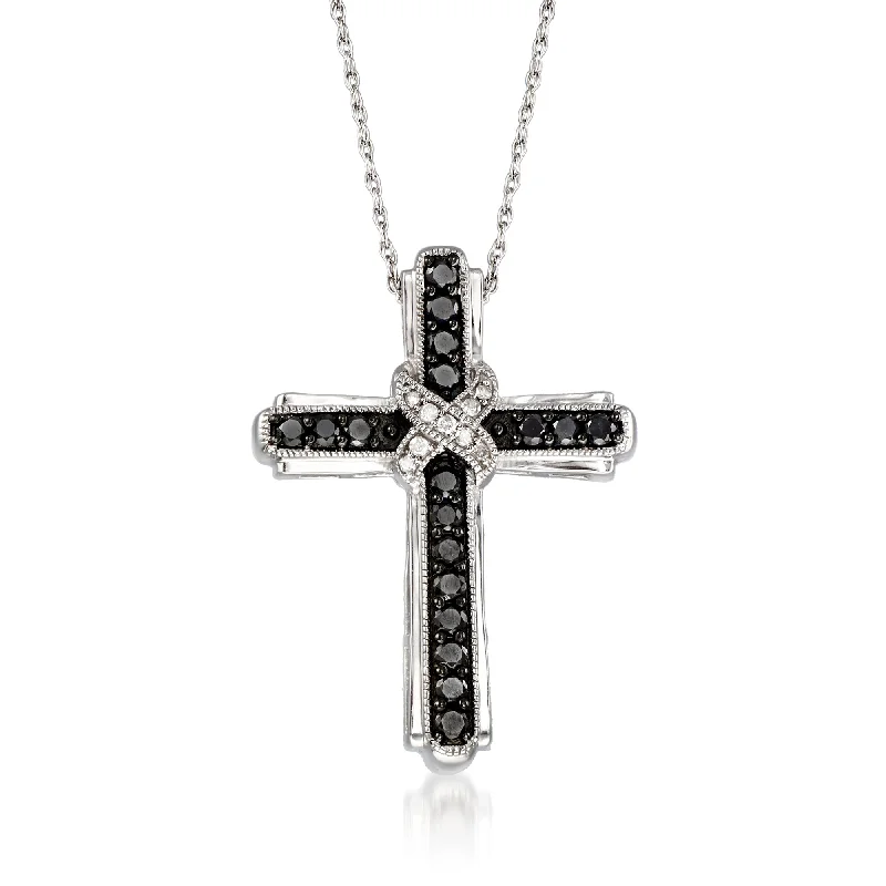 Make Every Moment Shine – Jewelry Discounts Available Fashion Deal Ross-Simons Black and White Diamond Cross Pendant Necklace in Sterling Silver Make Every Moment Shine – Jewelry Discounts Available Fashion Deal Ross-Simons Black and White Diamond Cross Pendant Necklace in Sterling Silver