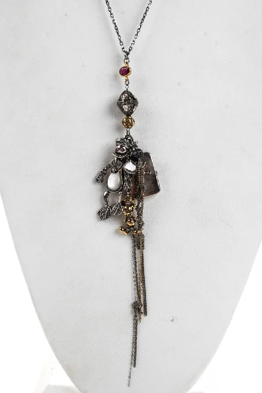Versatile Layering Jewelry For Effortless Chic Holiday Attire Sale Gunda Womens Sterling Silver Diamond Gemstone Cartoon Duck Mouse Robot Necklace Versatile Layering Jewelry For Effortless Chic Holiday Attire Sale Gunda Womens Sterling Silver Diamond Gemstone Cartoon Duck Mouse Robot Necklace