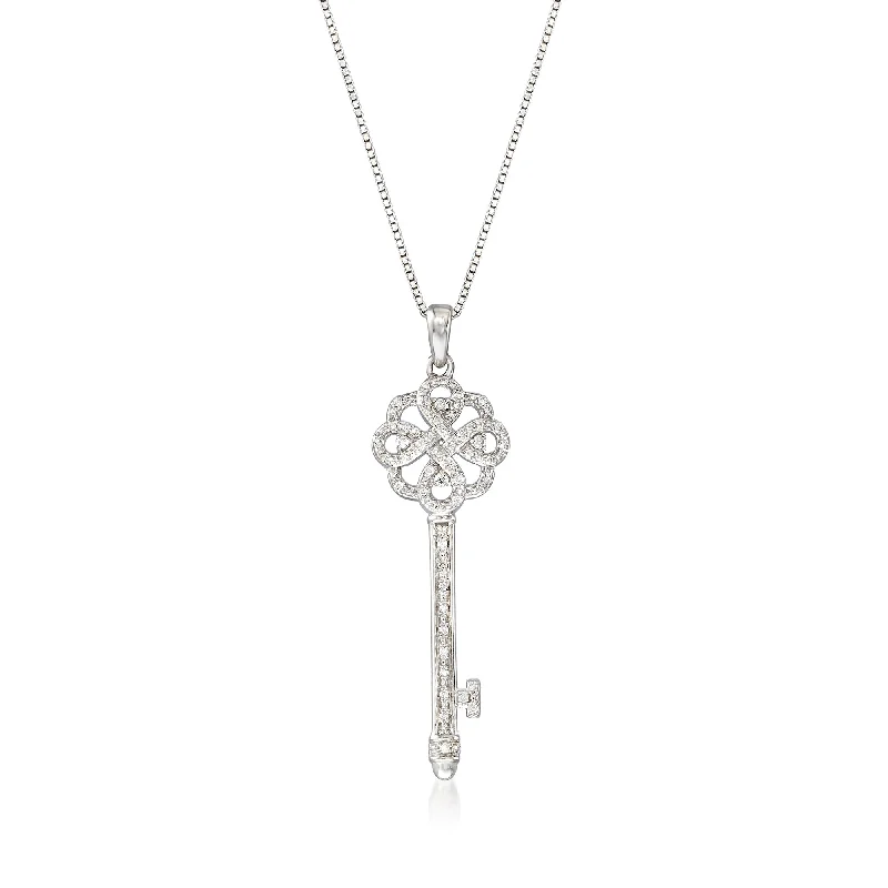 Sparkle More For Less – Jewelry Sale Happening Now Holiday Glam Ross-Simons Diamond Key Pendant Necklace in Sterling Silver Sparkle More For Less – Jewelry Sale Happening Now Holiday Glam Ross-Simons Diamond Key Pendant Necklace in Sterling Silver