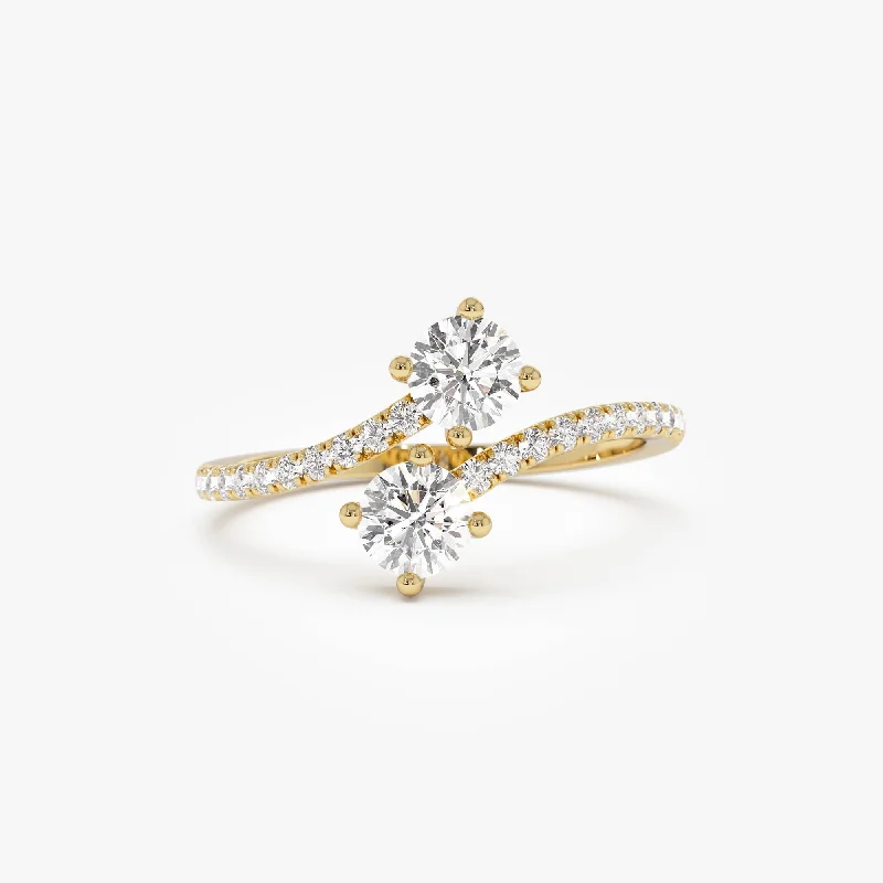 Exclusive Jewelry Offers – Shine For Less Urban Elegance Deals 0.80 ctw 14k Bypass Round Shaped Lab Grown Diamond Ring - Elsie