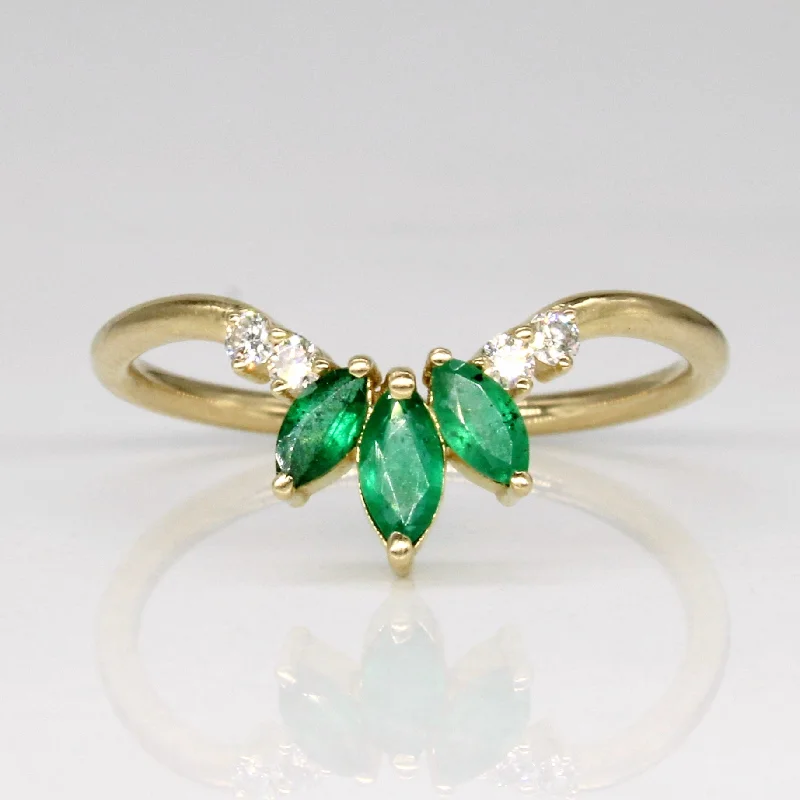 Get The Sparkle You Love At Prices You Adore Emerald & Diamond Chevron Ring | 0.18ctw, 0.04ctw | SZ 5.25 | Get The Sparkle You Love At Prices You Adore Emerald & Diamond Chevron Ring | 0.18ctw, 0.04ctw | SZ 5.25 |