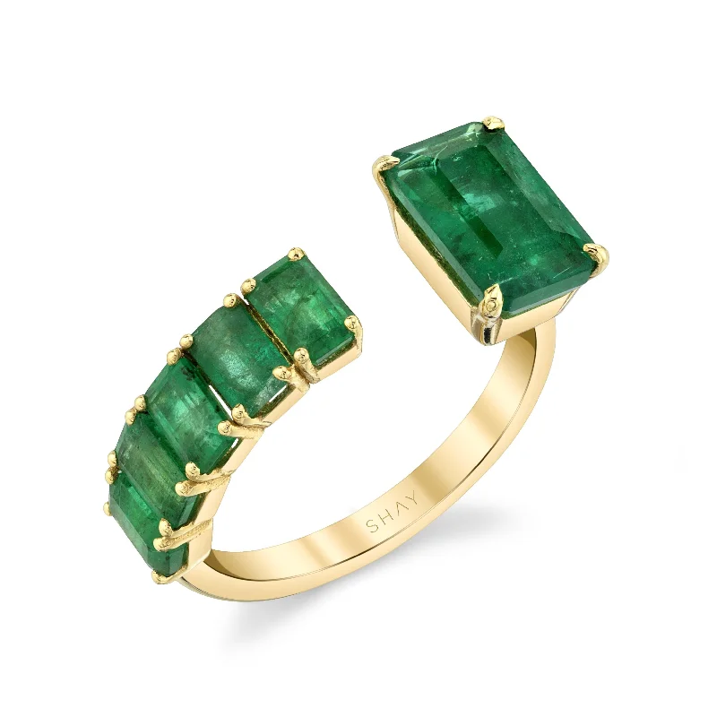 Customized Silver Jewelry For Unique Style Casual Fashion FLOATING EMERALD RING