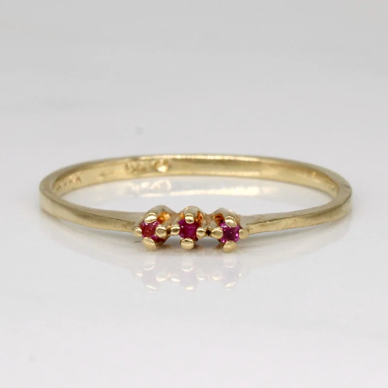 Waterproof Stainless Steel Jewelry For Lasting Beauty Three Stone Ruby Ring | 0.02ctw | SZ 6 | Waterproof Stainless Steel Jewelry For Lasting Beauty Three Stone Ruby Ring | 0.02ctw | SZ 6 |