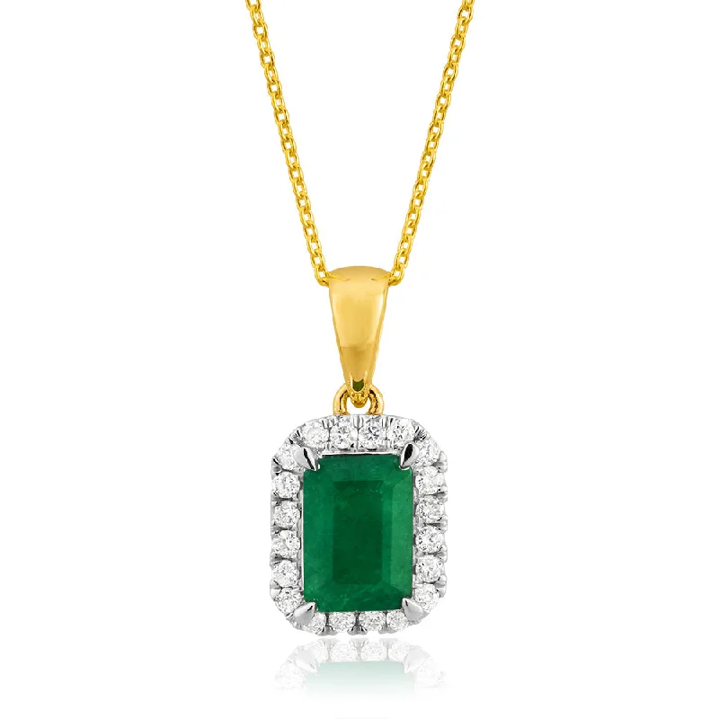 Accessorize For Less – Luxury Jewelry At Affordable Prices Smart Casual Deals 9ct Yellow Gold Natural Emerald 7x5mm and Diamond Pendant with 45cm Chain Accessorize For Less – Luxury Jewelry At Affordable Prices Smart Casual Deals 9ct Yellow Gold Natural Emerald 7x5mm and Diamond Pendant with 45cm Chain