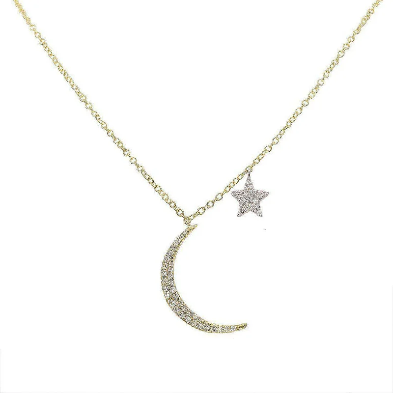 Dazzle In Elegance With Our Biggest Jewelry Sale Affordable Trendy Fashion Moon and Star Diamond Necklace Dazzle In Elegance With Our Biggest Jewelry Sale Affordable Trendy Fashion Moon and Star Diamond Necklace