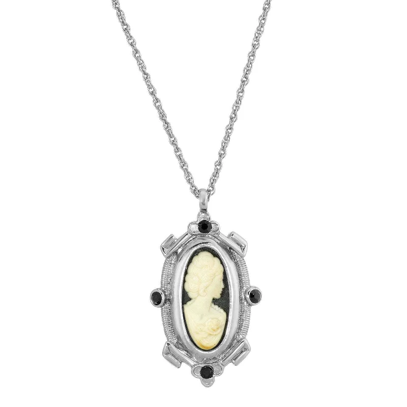 Buy More, Save More On Stunning Jewelry Designs 1928 Jewelry Oval Matte Black & Ivory Cameo Crystal Pendant Necklace 18" Buy More, Save More On Stunning Jewelry Designs 1928 Jewelry Oval Matte Black & Ivory Cameo Crystal Pendant Necklace 18"