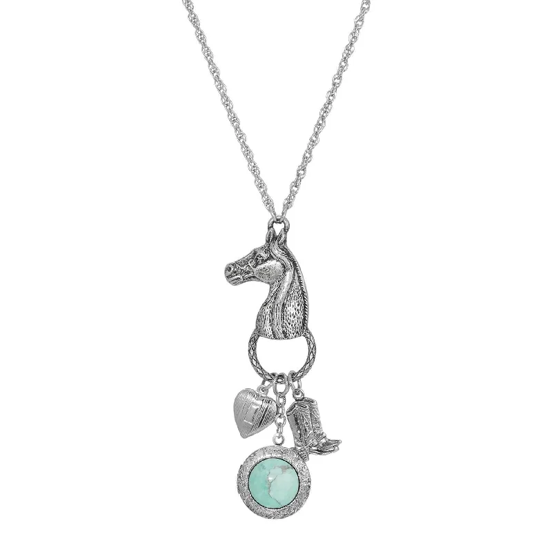 Stunning Jewelry At A Fraction Of The Price 1928 Jewelry Southwest Horse Head Turquoise Locket & Charms Necklace 28" Stunning Jewelry At A Fraction Of The Price 1928 Jewelry Southwest Horse Head Turquoise Locket & Charms Necklace 28"