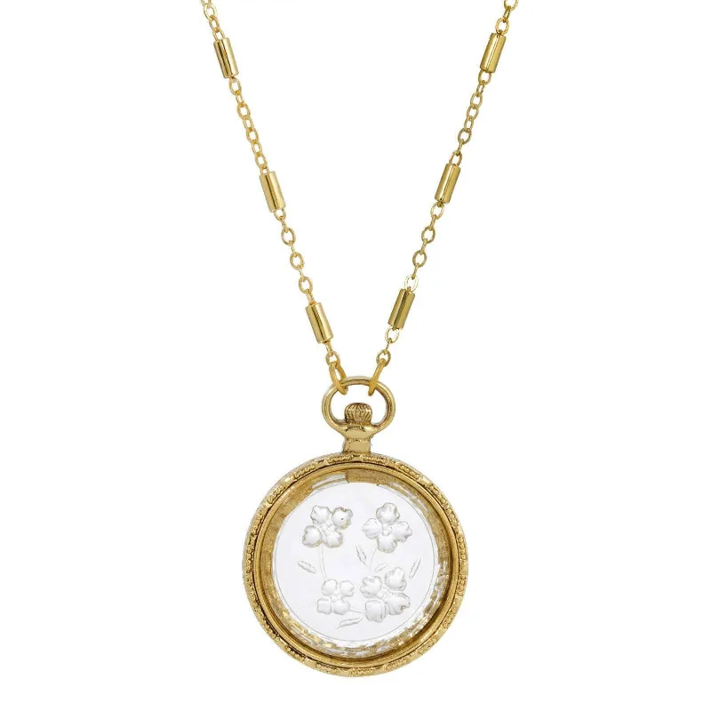 Personalized Jewelry At Special Discount Rates 1928 Jewelry Round German Carved Intaglio Glass Flower Pendant Necklace 16" + 3" Extender Personalized Jewelry At Special Discount Rates 1928 Jewelry Round German Carved Intaglio Glass Flower Pendant Necklace 16" + 3" Extender