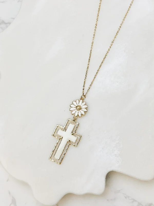 Holiday Jewelry Sale – Perfect Gifts At The Best Prices Daisy Cross Pendant Necklace - White Holiday Jewelry Sale – Perfect Gifts At The Best Prices Daisy Cross Pendant Necklace - White