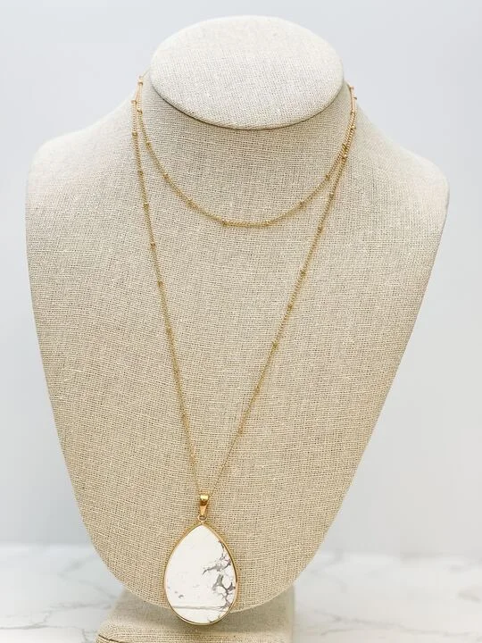 Special Deals On Handcrafted And Designer Jewelry Semi Precious Oval Pendant Long Necklace - White Marble Special Deals On Handcrafted And Designer Jewelry Semi Precious Oval Pendant Long Necklace - White Marble