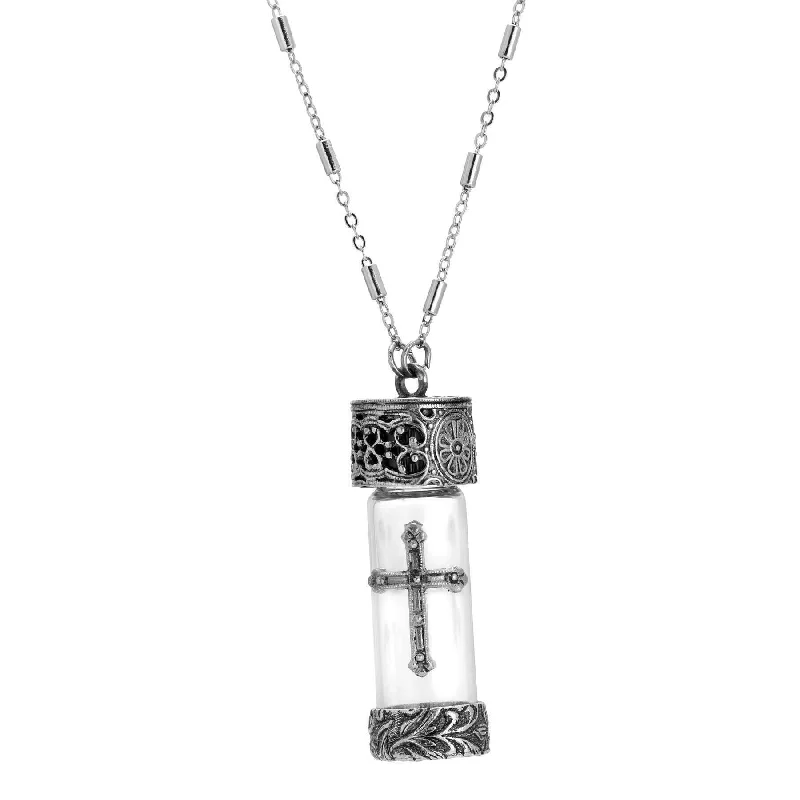 Luxury Jewelry At Unbeatable Discounts Symbols of Faith Antique Cross Glass Vial Necklace 30" Luxury Jewelry At Unbeatable Discounts Symbols of Faith Antique Cross Glass Vial Necklace 30"