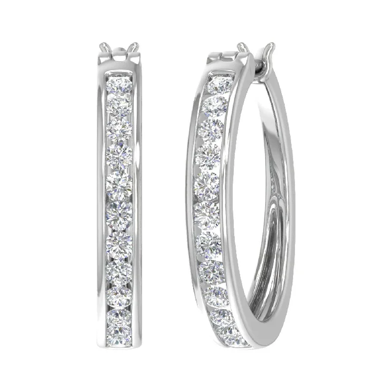 Premium Diamond Jewelry At Once-In-A-Lifetime Discounts Summer Deals 1 Carat Channel Set Diamond Hoop Earrings in Gold Premium Diamond Jewelry At Once-In-A-Lifetime Discounts Summer Deals 1 Carat Channel Set Diamond Hoop Earrings in Gold