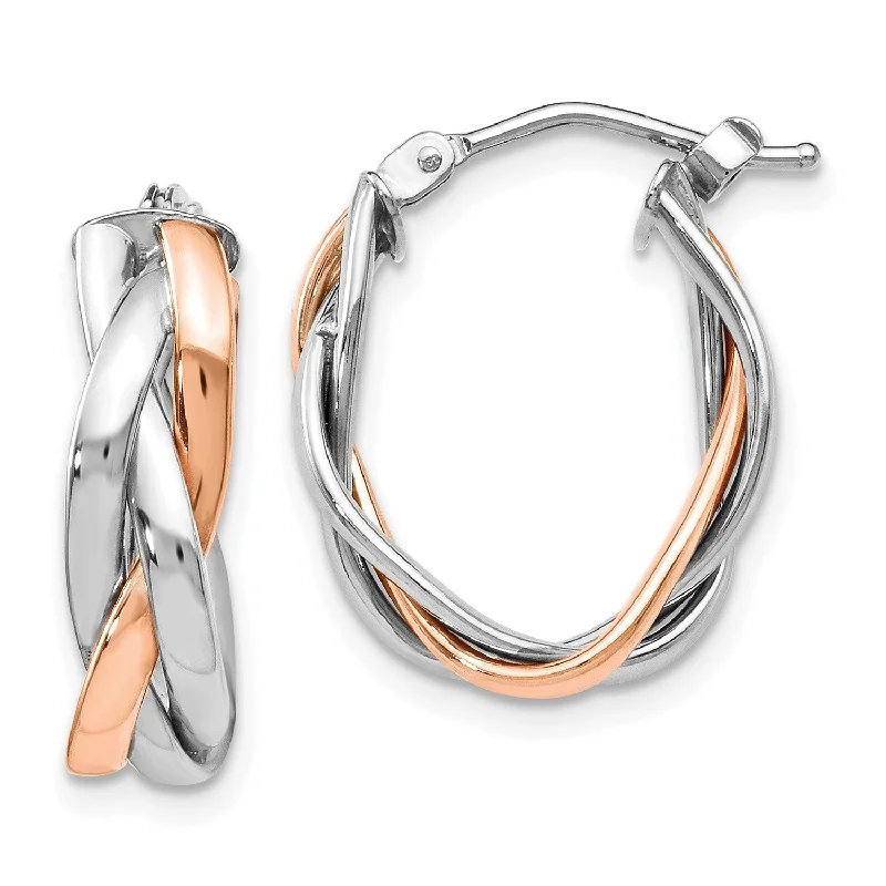 Bold And Beautiful Jewelry Now At Irresistible Prices Save Big 10KT White and Rose Gold 21X15MM Twist Hoop Earrings Bold And Beautiful Jewelry Now At Irresistible Prices Save Big 10KT White and Rose Gold 21X15MM Twist Hoop Earrings