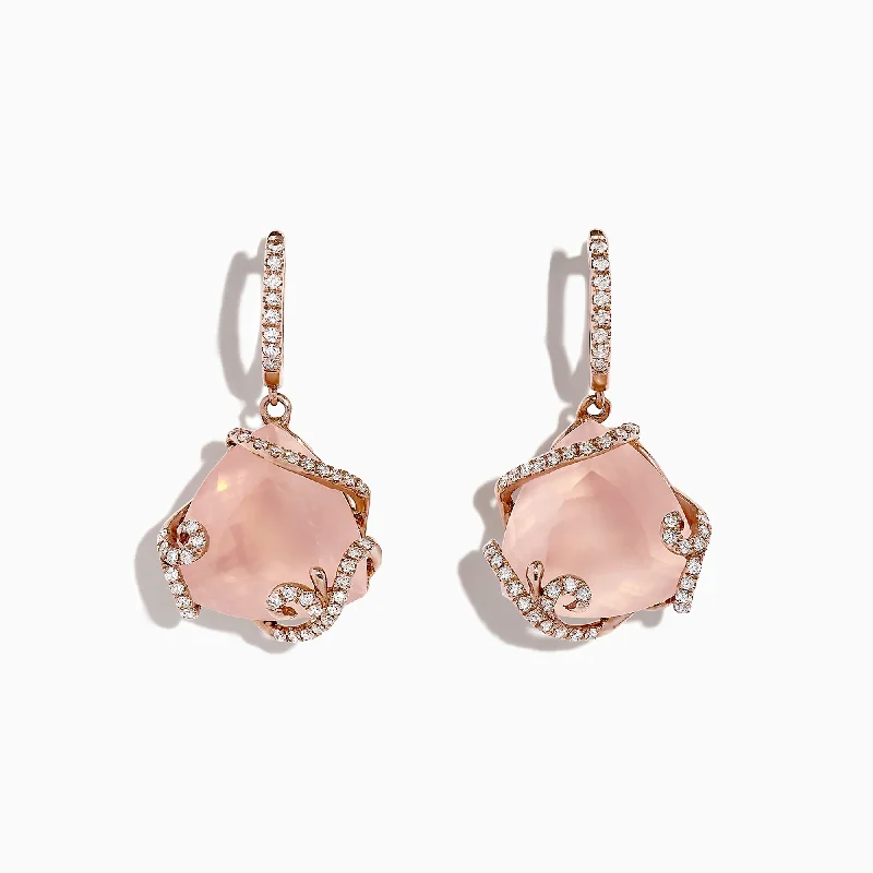 Luxury Jewelry At Unbeatable Discounts Playful Fashion Offers 14K Rose Gold Rose Quartz and Diamond Earrings, 13.05 TCW Luxury Jewelry At Unbeatable Discounts Playful Fashion Offers 14K Rose Gold Rose Quartz and Diamond Earrings, 13.05 TCW