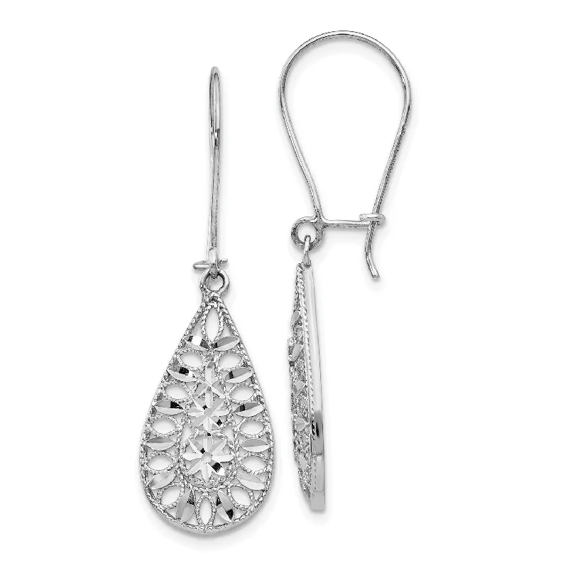 Timeless Elegance Now At Special Discounts Clearance Event 14KT White Gold 32X11MM Diamond-cut Earrings