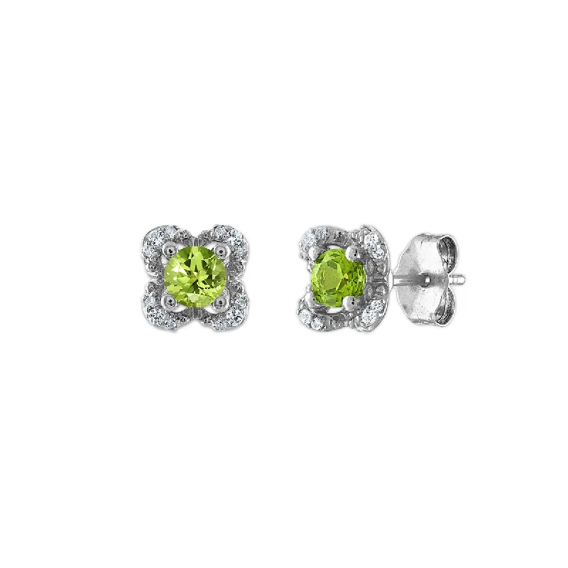 Exclusive Jewelry Sale – Limited-Time Discounts Holiday Glam 4MM Round Peridot and White Sapphire Birthstone Flower Halo Earrings in Sterling Silver Exclusive Jewelry Sale – Limited-Time Discounts Holiday Glam 4MM Round Peridot and White Sapphire Birthstone Flower Halo Earrings in Sterling Silver