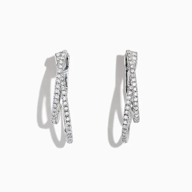 Celebrate Every Occasion With Sparkling Savings Spring Fashion Pave Classica 14K White Gold Diamond Hoop Earrings, 0.58 TCW Celebrate Every Occasion With Sparkling Savings Spring Fashion Pave Classica 14K White Gold Diamond Hoop Earrings, 0.58 TCW