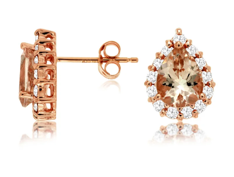 Affordable Glamour – Premium Jewelry At Special Prices Trendy Women'S Wear Collection Pear Shaped Morganite and Diamond Halo Stud Earrings Affordable Glamour – Premium Jewelry At Special Prices Trendy Women'S Wear Collection Pear Shaped Morganite and Diamond Halo Stud Earrings