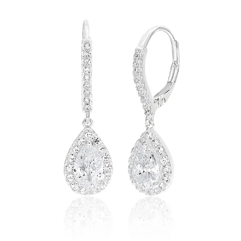 Elevate Your Outfit With Discounted Statement Jewelry Day-To-Night Styles Sterling Silver Cubic Zirconia Pear Shaped Drop Earrings Elevate Your Outfit With Discounted Statement Jewelry Day-To-Night Styles Sterling Silver Cubic Zirconia Pear Shaped Drop Earrings