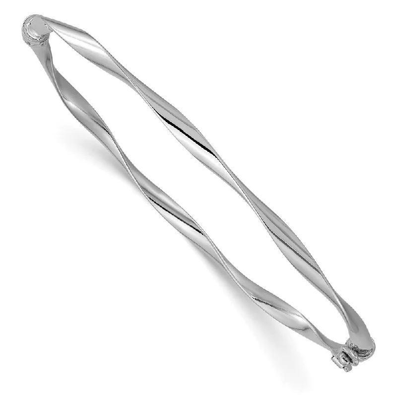 Jewelry Clearance Sale – Final Reductions 3mm 10k White Gold Polished Twisted Hinged Bangle Bracelet Jewelry Clearance Sale – Final Reductions 3mm 10k White Gold Polished Twisted Hinged Bangle Bracelet