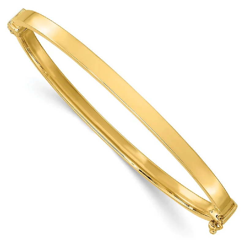 Luxury Handcrafted Jewelry For Elegant Looks 4mm 14k Yellow Gold Polished Flat Hinged Bangle Bracelet Luxury Handcrafted Jewelry For Elegant Looks 4mm 14k Yellow Gold Polished Flat Hinged Bangle Bracelet