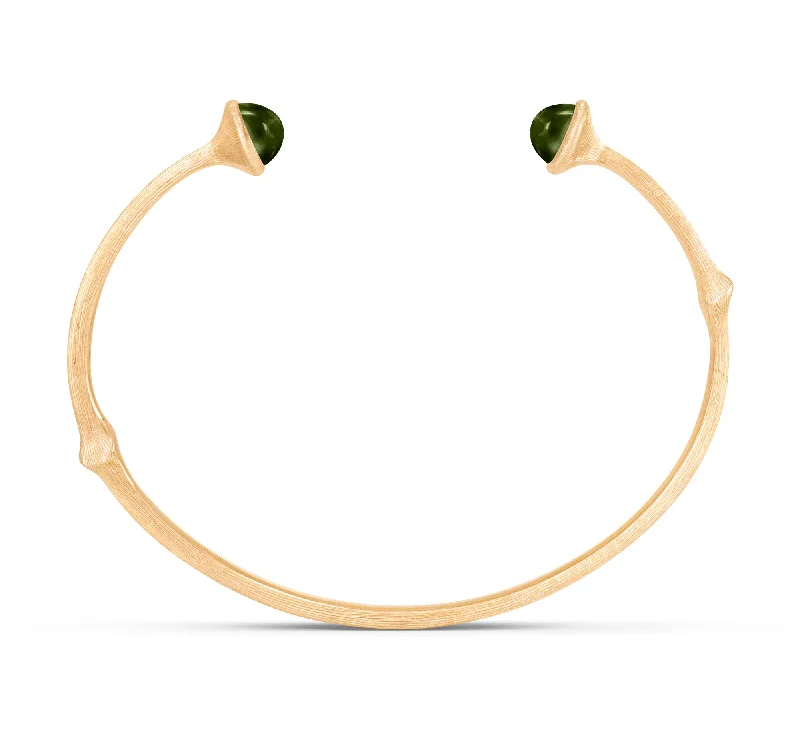 Huge Markdowns On Premium Jewelry Styles Nature 18K Gold Bangle w. Green Tourmaline